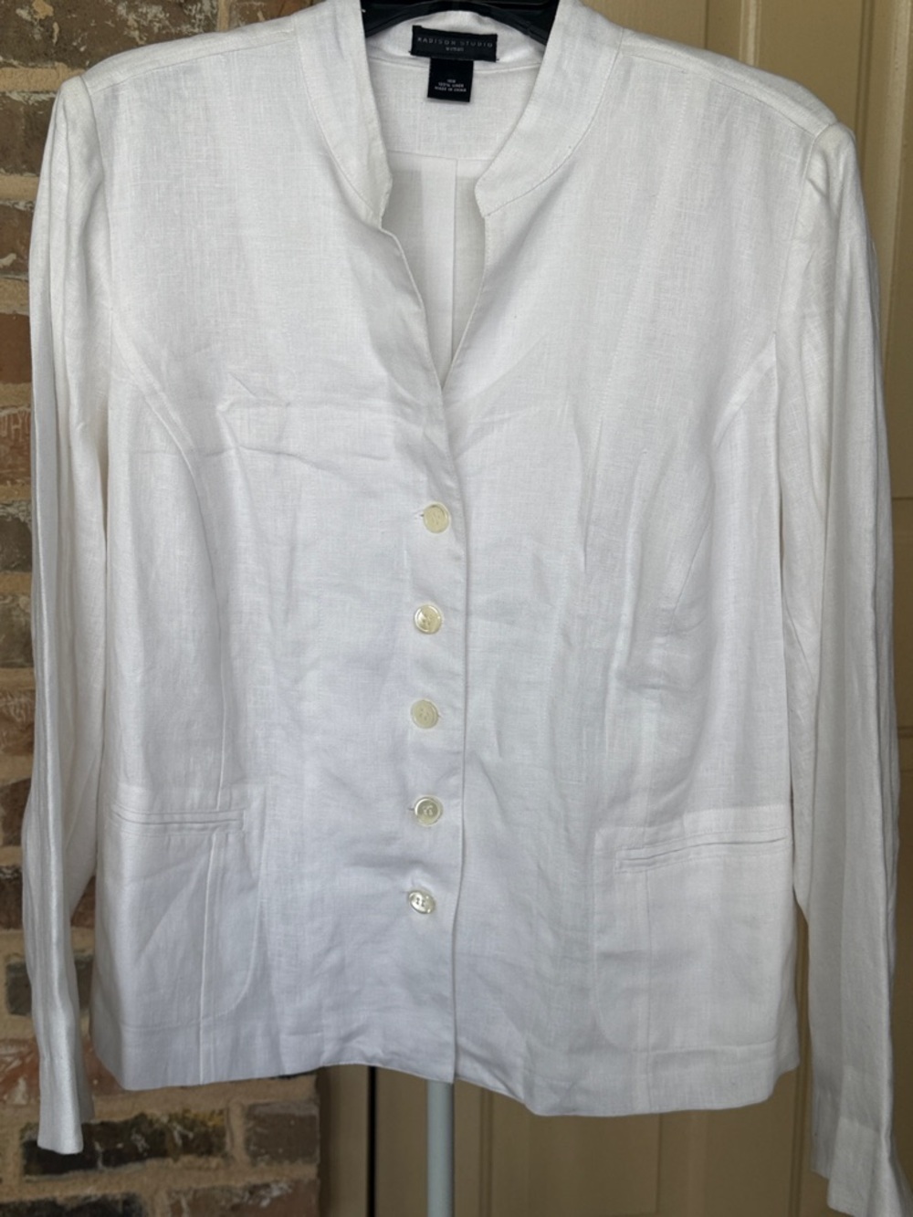 NWT Madison Studio White Linen Button-Front Blouse Jacket Fully Lined Timeless